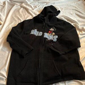 Vintage Disney Black Hooded Mickey Mouse Jacket‎ with Blue Lettering